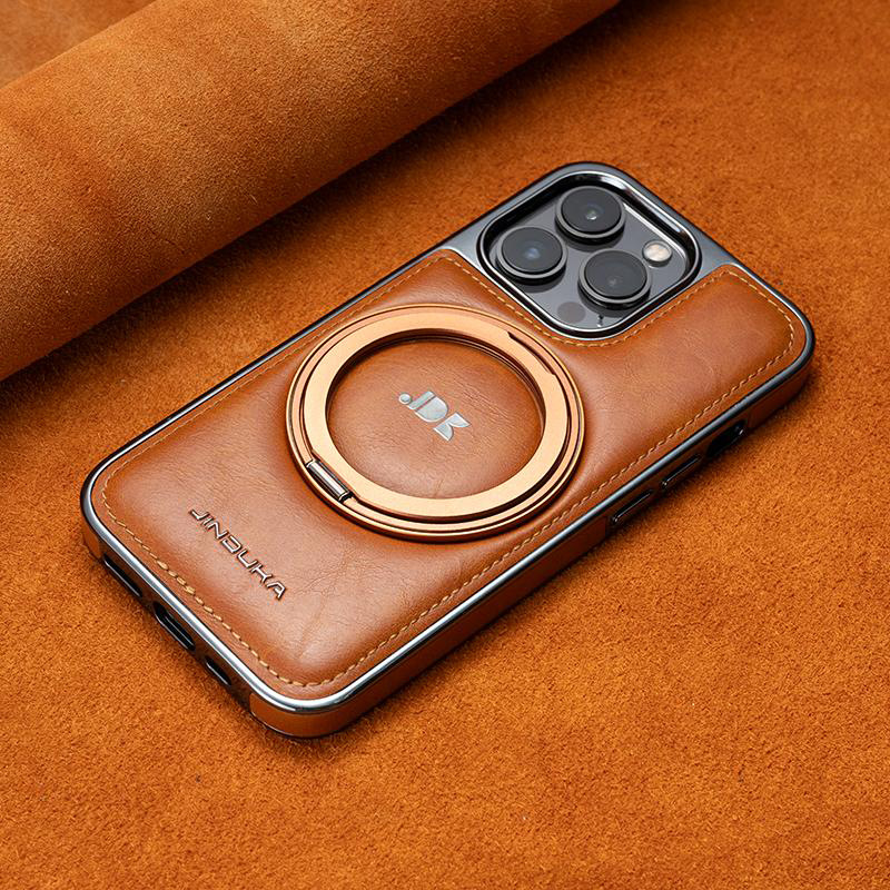 Luxury Leather Business Magsafe Bracket Mobile Phone Case for iPhone