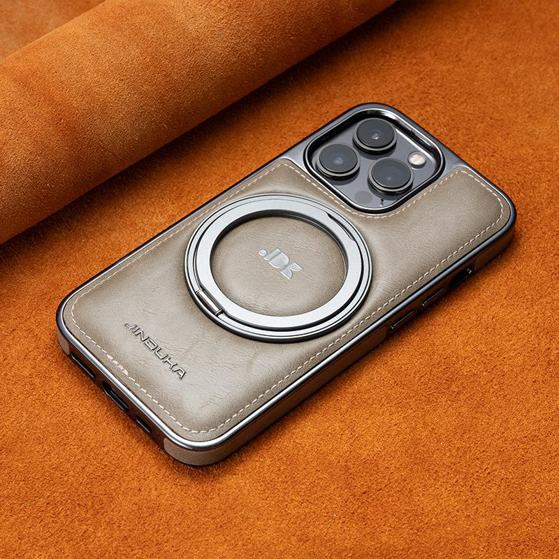 Luxury Leather Business Magsafe Bracket Mobile Phone Case for iPhone