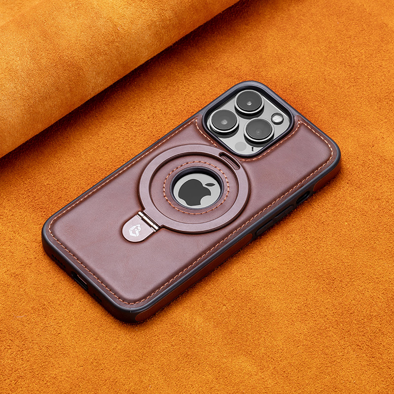Leather Magsafe Bracket Mobile Phone Case for iPhone