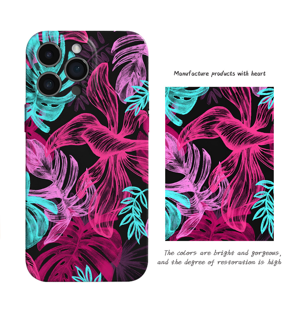 Independent station explosion illustration plant mobile phone case Apple 15pm full package precision hole iPhone13 mobile phone cover film shell