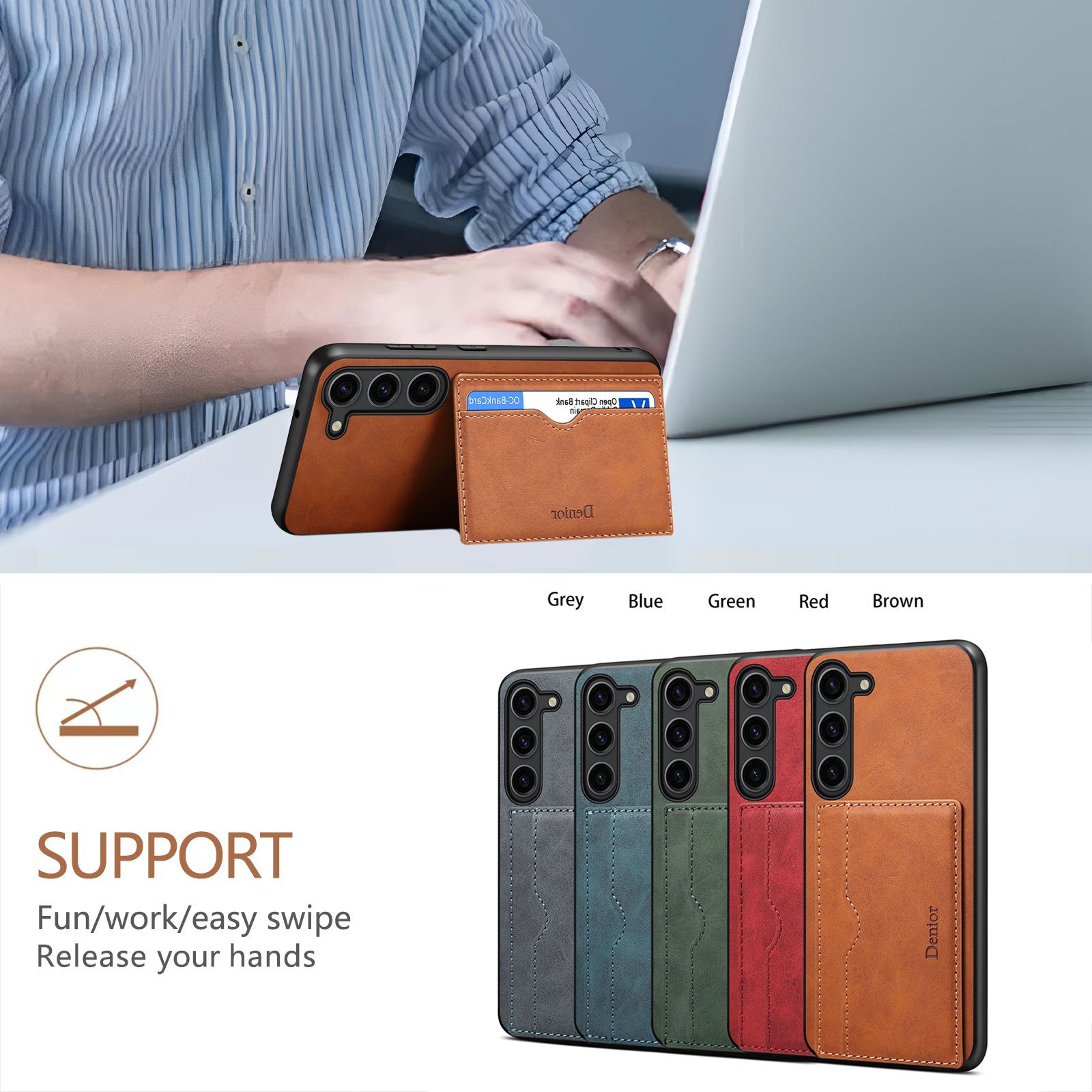 Leather Card Wallet Mobile Phone Case for Samsung Galaxy S