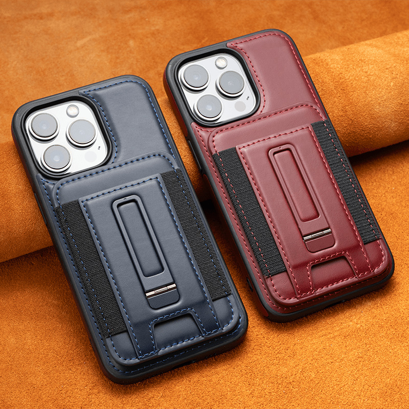 Luxury Leather Business Magsafe Bracket Mobile Phone Case for iPhone