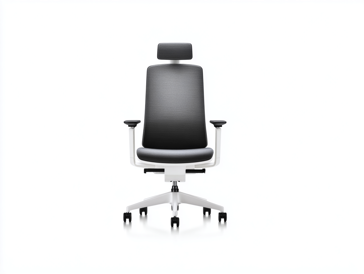 Computerstuhl-Stoff-Kunststoff-Metall-68×66×122 cm-Grau/Weiß-hohe Rückenlehne mit Kopfstütze fürs Homeoffice-Kanorvahouse