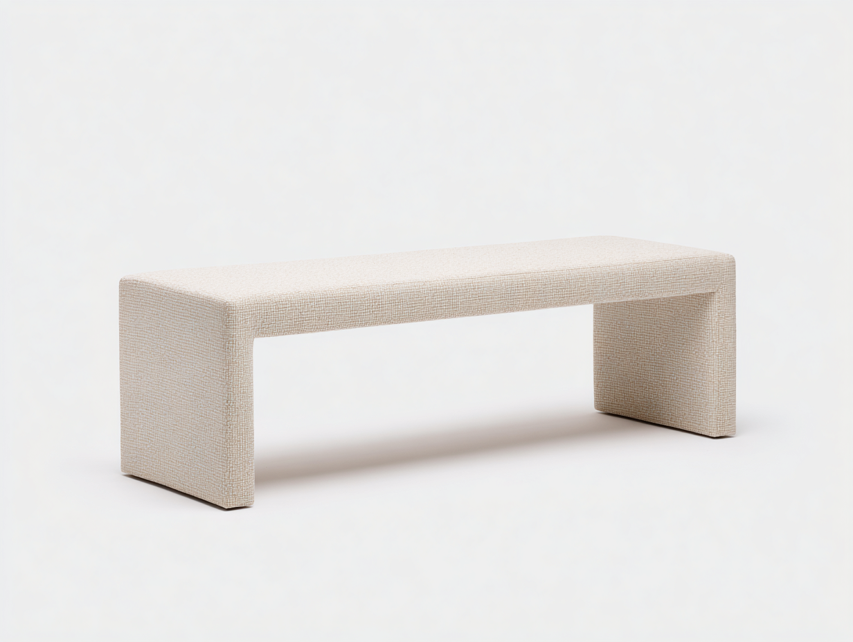Gepolsterte Sitzbank-Strukturstoff-160×45×47 cm-Hellbeige-brückenförmige Bank fürs Wohnzimmer-Kanorvahouse