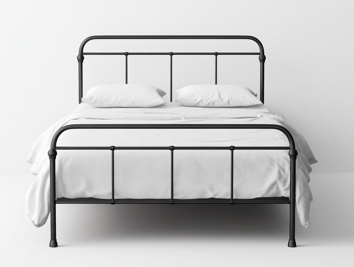 Bett-Metall-210×160×112 cm-Schwarz-abgerundetes Metallgestell fürs Gästezimmer-Kanorvahouse