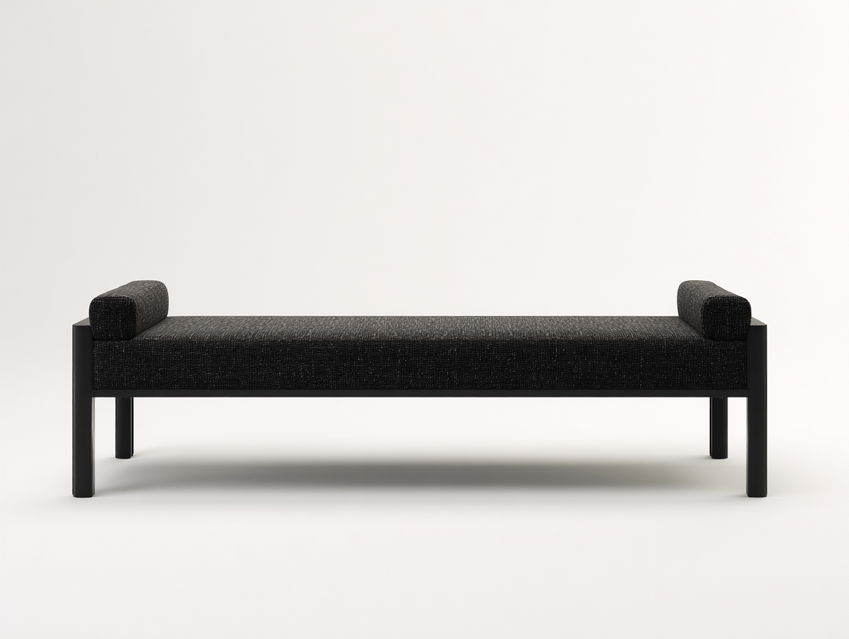 Gepolsterte Sitzbank-Strukturstoff und Metall-160×48×54 cm-Schwarz-offenes Gestell mit seitlichen Polsterauflagen-Kanorvahouse