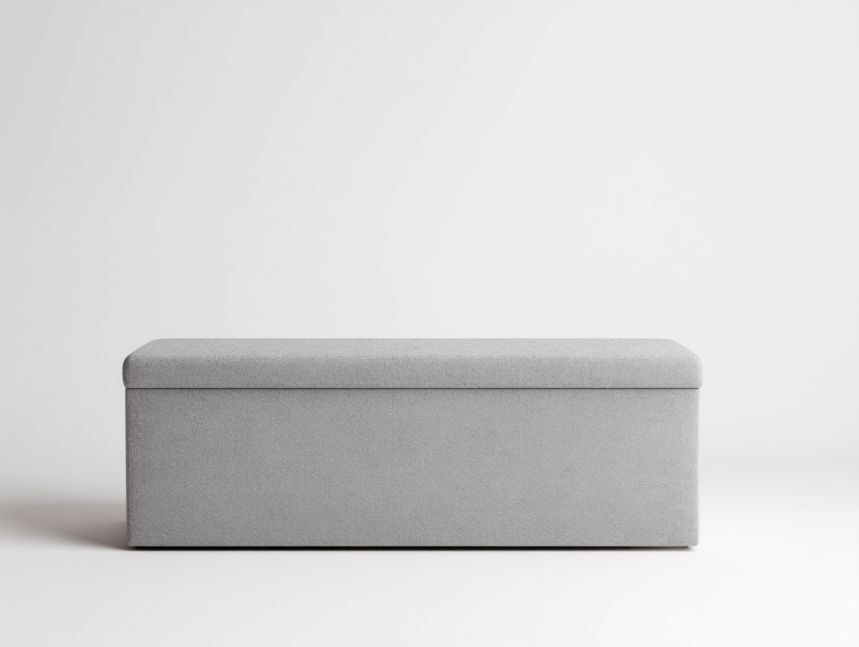 Gepolsterte Sitzbank-Stoff-120×45×44 cm-Hellgrau-kompakte Kastenform fürs Wohnzimmer-Kanorvahouse