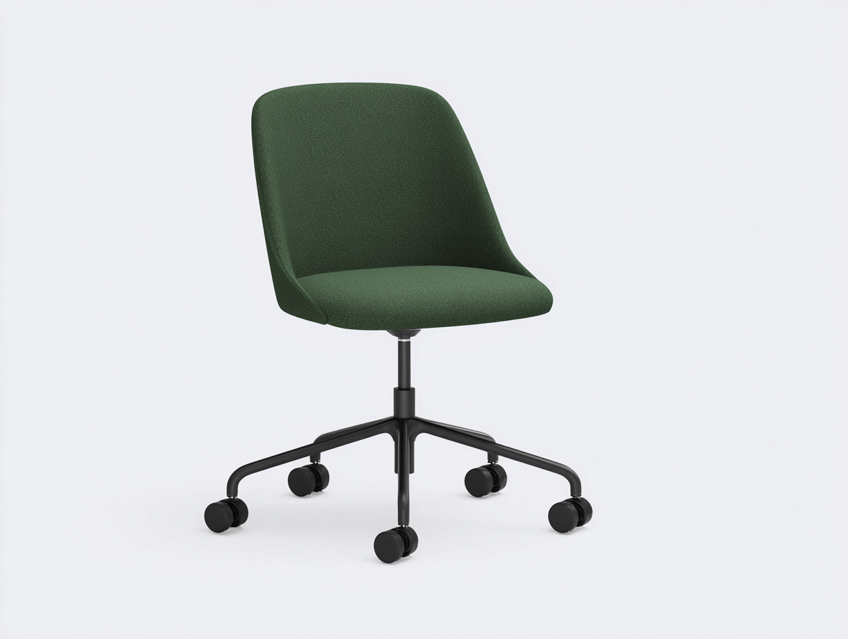 Computerstuhl-Stoff-Metall-59×57×86 cm-Olivgrün/Schwarz-kompakte Sitzschale mit Rollen fürs Homeoffice-Kanorvahouse