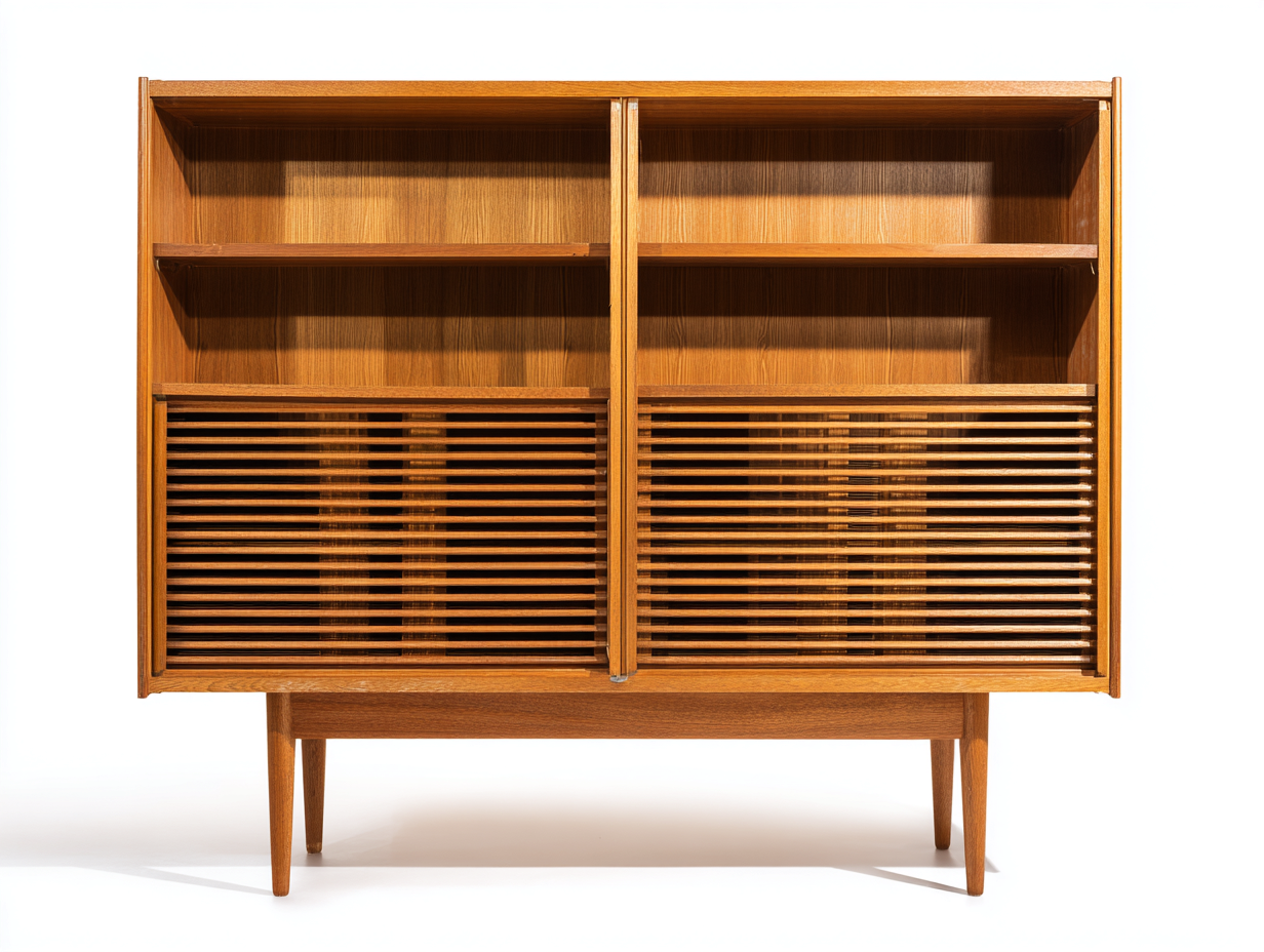 Bücherregal-Holz-138×42×148 cm-Warmbraun-Mid-Century-Design fürs Arbeitszimmer-Kanorvahouse