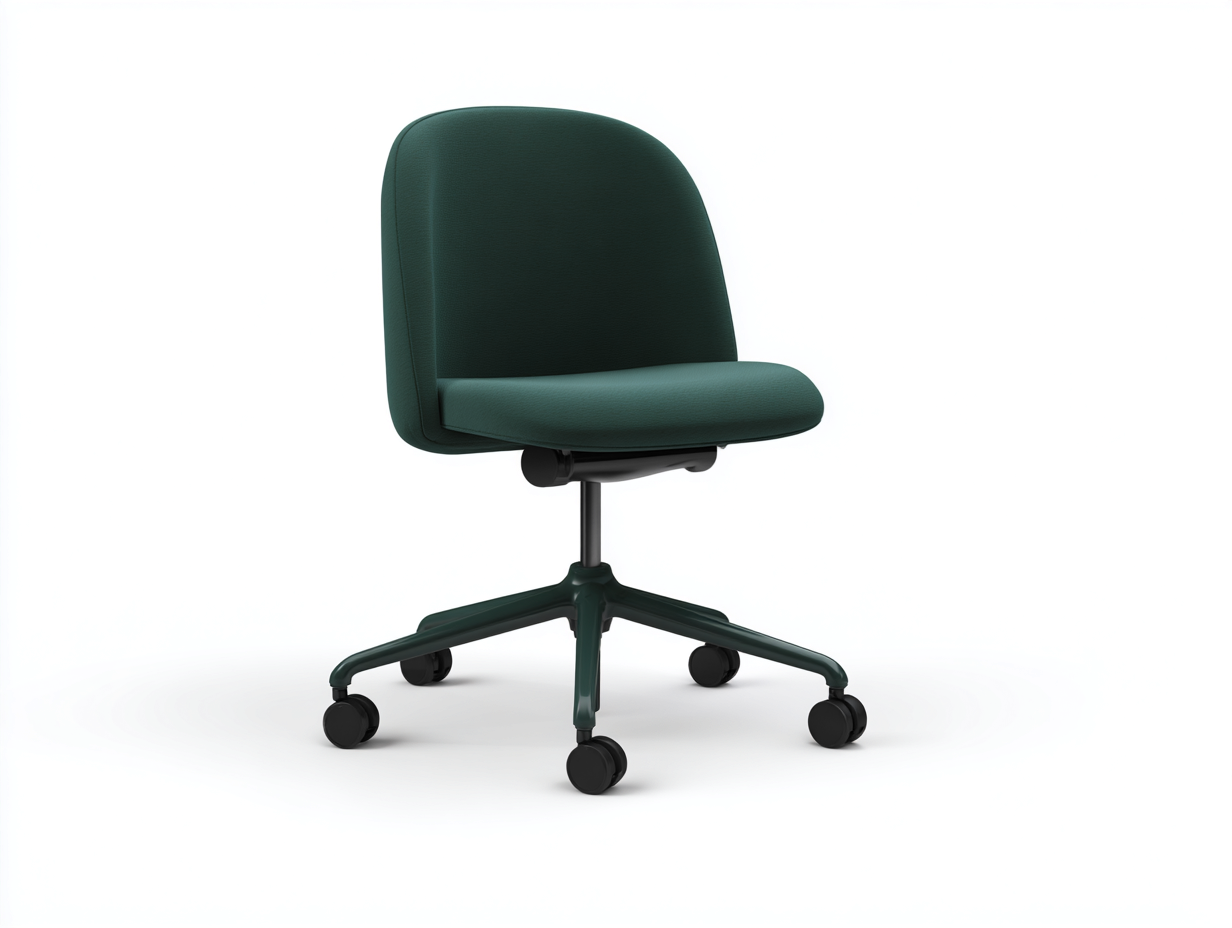 Computerstuhl-Stoff-Metall-60×58×88 cm-Dunkelgrün/Schwarz-armlehnenlos drehbar fürs Homeoffice-Kanorvahouse