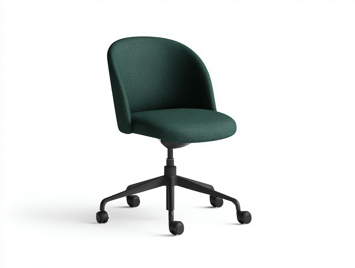 Computerstuhl-Stoff-Metall-62×62×86–96 cm-Dunkelgrün/Schwarz-gepolsterter Schalensitz mit Rollen fürs Homeoffice-Kanorvahouse