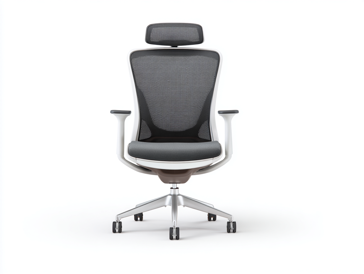 Computerstuhl-Netzstoff-Metall-Kunststoff-68×67×119 cm-Schwarz/Weiß-hohe Rückenlehne mit Kopfstütze fürs Homeoffice-Kanorvahouse