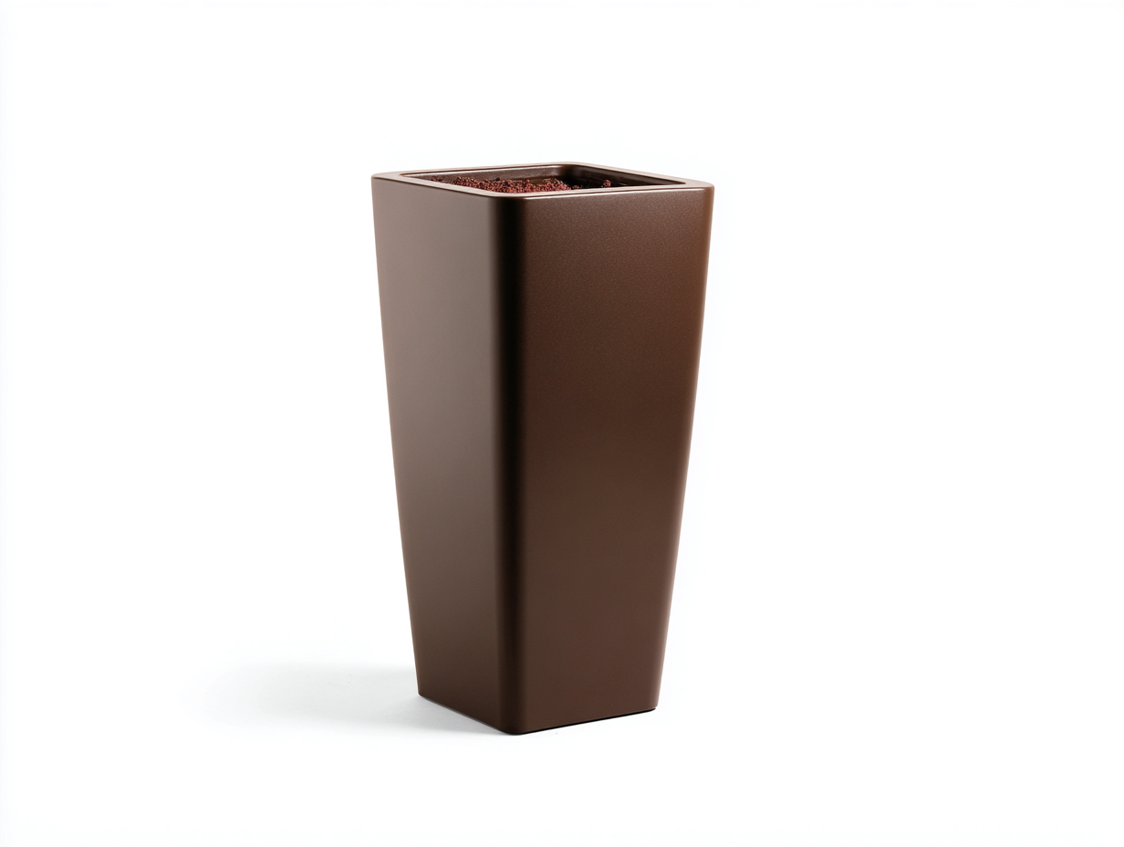 Blumentopf-Beton-62×62×28 cm-Hellgrau-niedrige gerillte Schalenform fürs Wohnzimmer-Riviasohaus