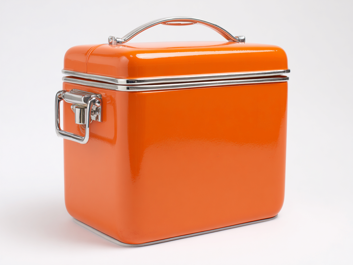 Tragbare Isolierbox-Metall-42×35×34 cm-Creme/Chrom-kompaktes Kühlboxdesign für Terrasse-Riviasohaus