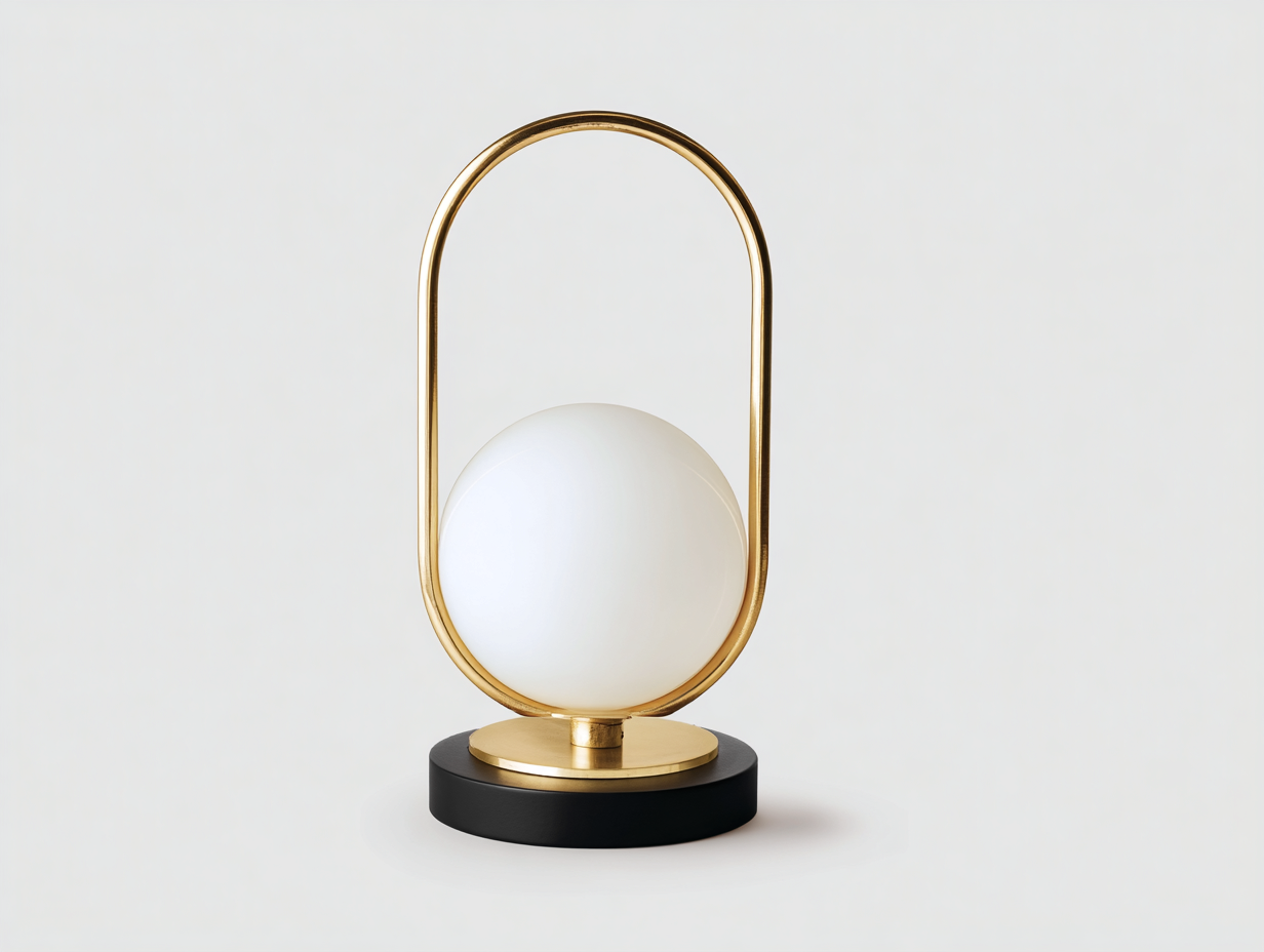 Tischleuchte-Metall-Glas-30×18×46 cm-Gold/Weiß/Schwarz-Bogenrahmen fürs Wohnzimmer-Riviasohaus