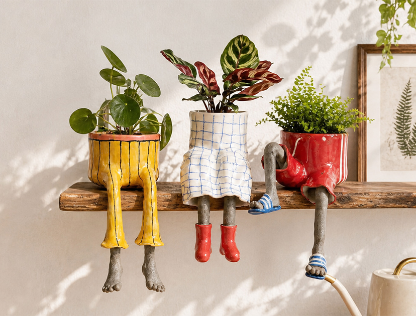 Whimsical Ceramic Leg Planter for Small Plants - 06.png
