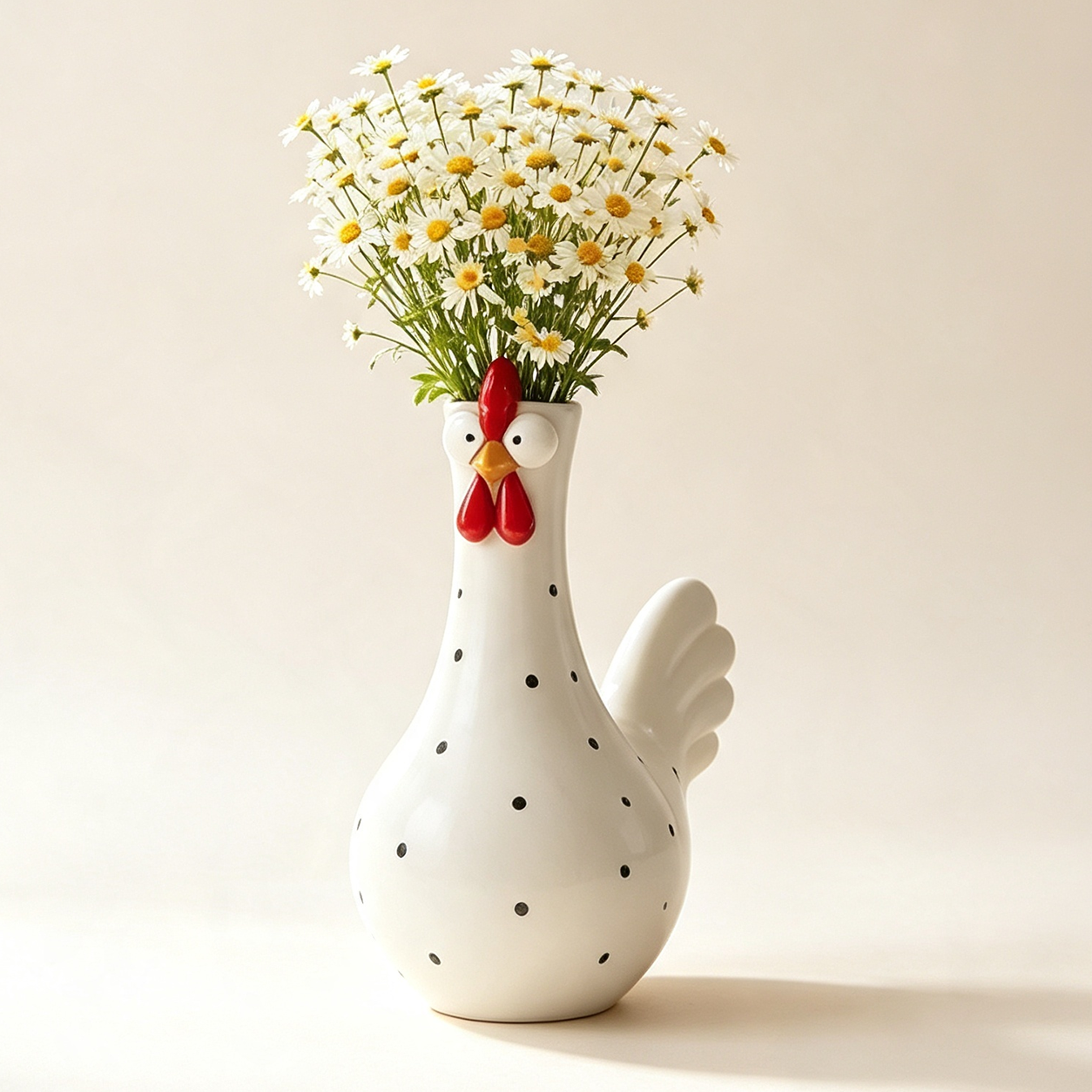 Farmhouse White Costcrow Chicken Flower Vase