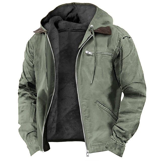 Men's Rugged Sherpa-Lined Cargo Winter Jacket – Heavyweight Thermal Coat