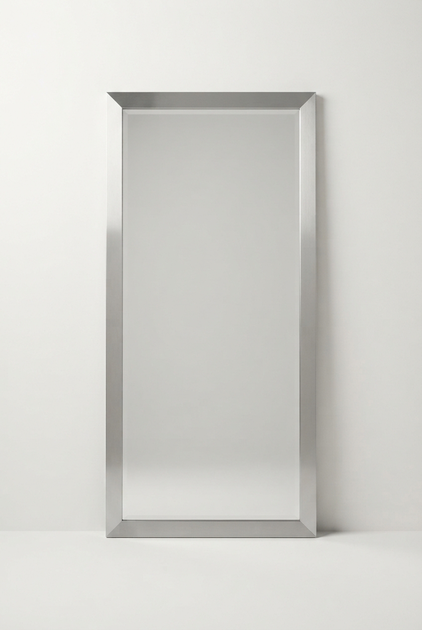 Slim rectangular framed wall mirror