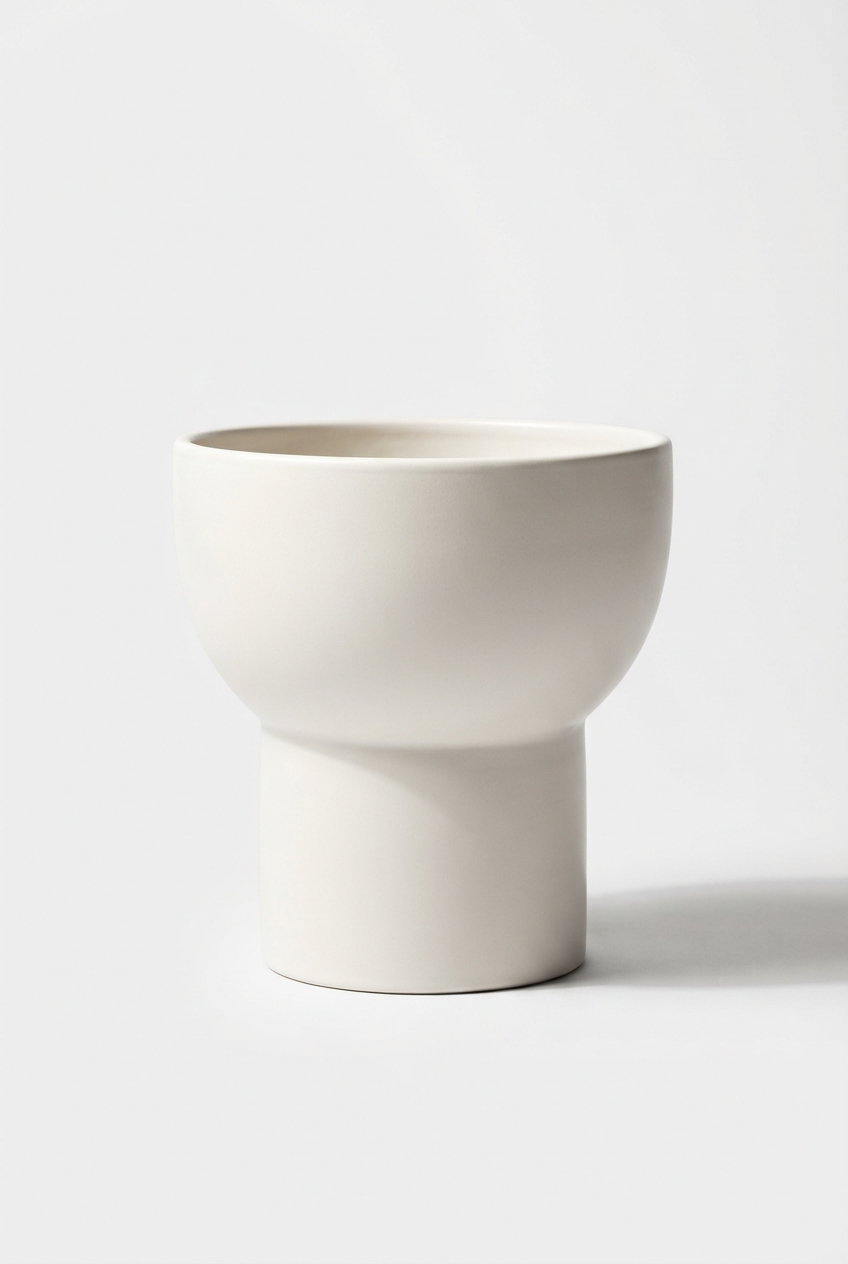 Ivory matte ceramic planter for small plants