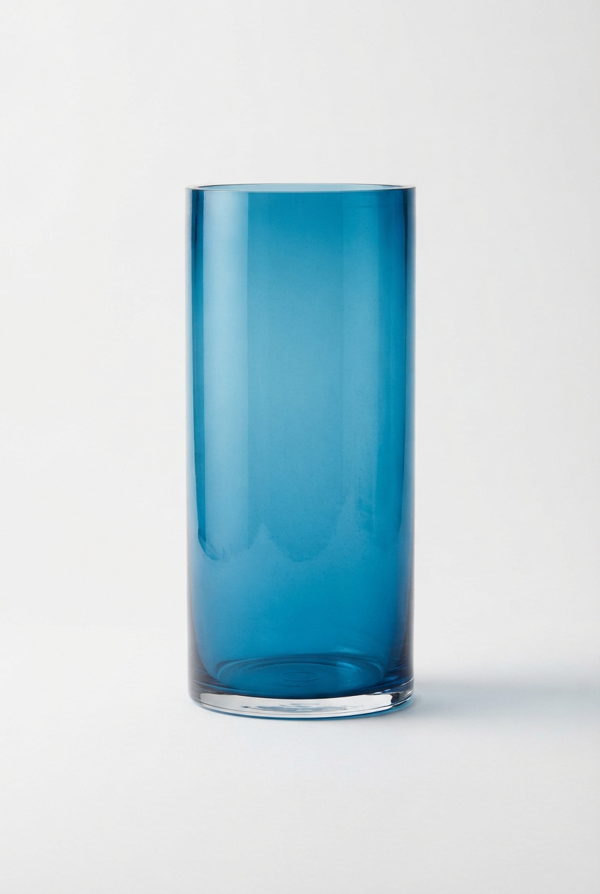 Azure glass tall cylinder vase for bouquets