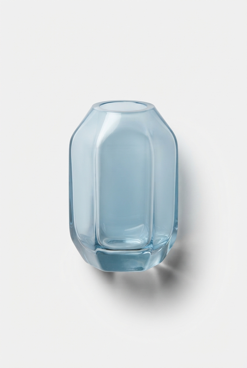 Powder blue wall-mounted glass vase for vertical decor