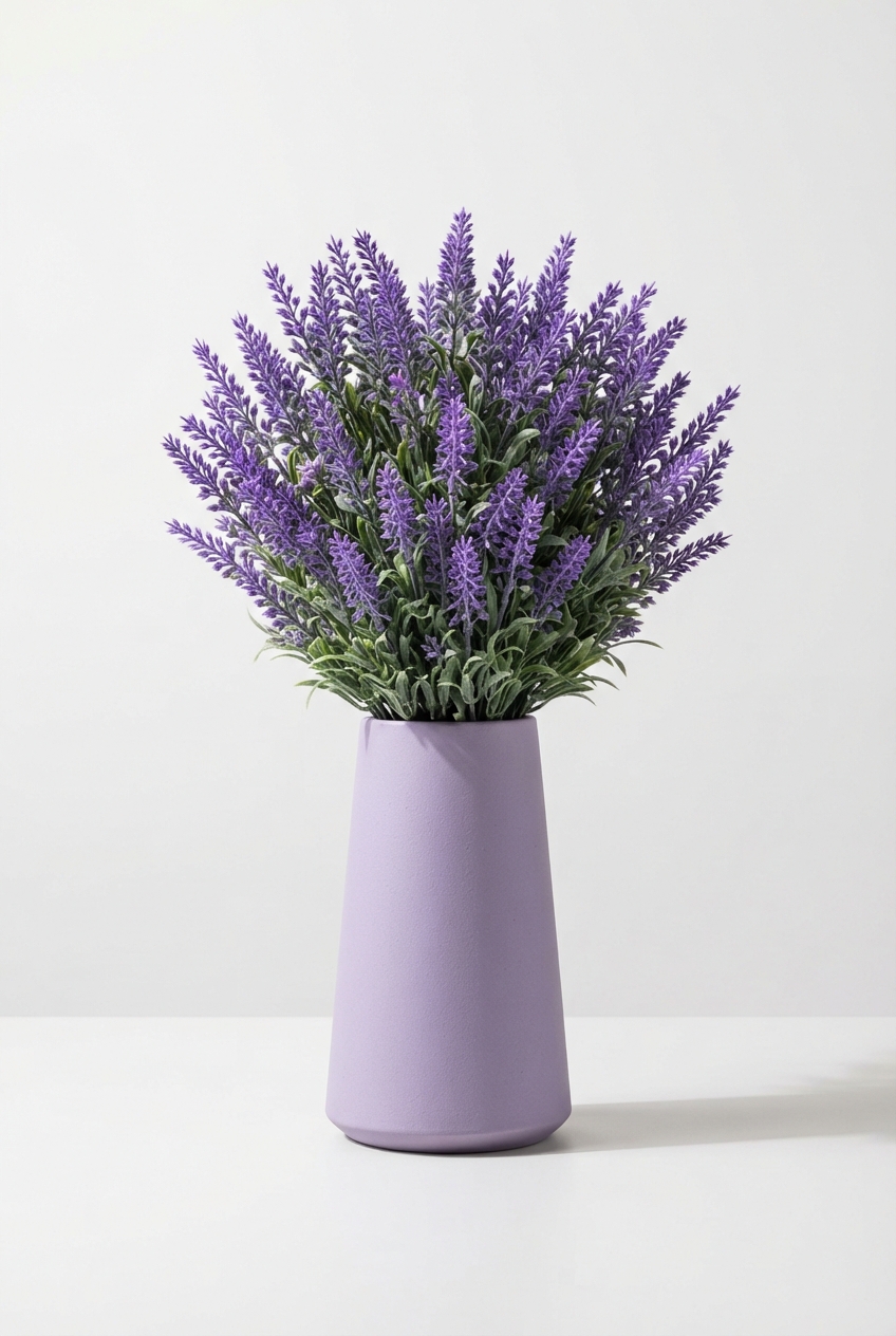 Lavender centerpiece vase and faux bouquet set