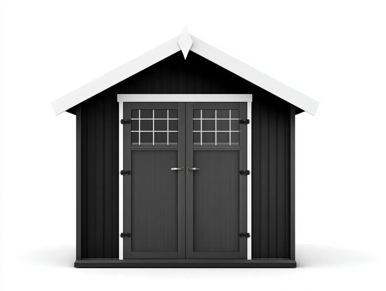 Gartenhäuschen aus Holz 214×186×238 cm – Schwarz/Weiß – mit Doppeltür für den Außenbereich-Lizosinest