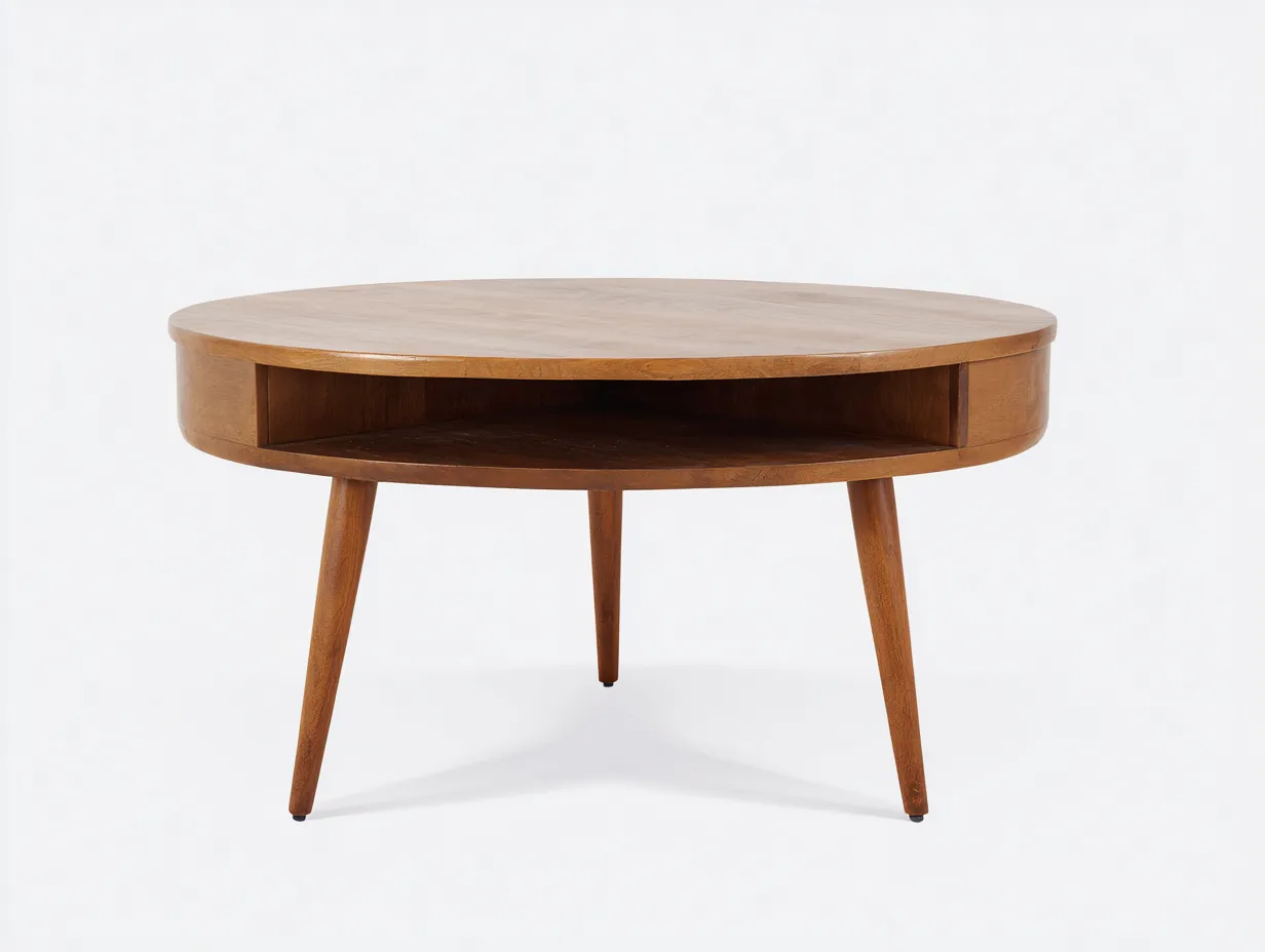 Beistelltisch aus Holz 90×90×52 cm - braun - runder Tisch mit Ablage für das Wohnzimmer-Lizosinest