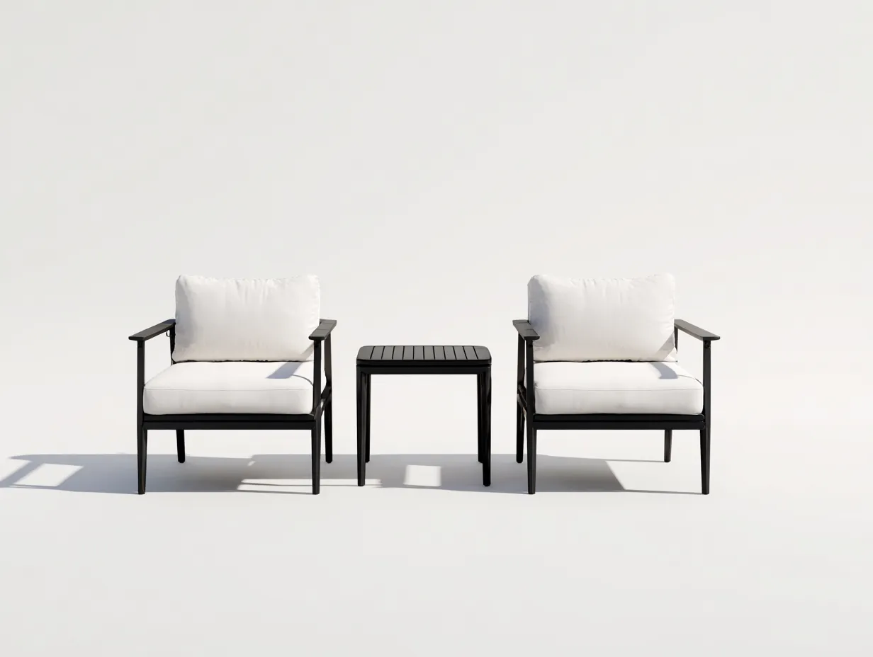 Outdoor-Stuhlset aus Metall 140×75×76 cm - Schwarz - Weiß für Im Freien mit Lounge-Optik-Lizosinest