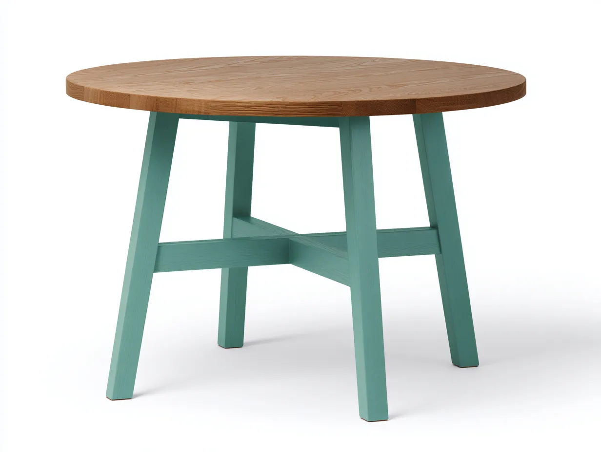 Beistelltisch Holz 90×90×72 cm – Grün/Holzfarben – rundes Design fürs Wohnzimmer-Lizosinest