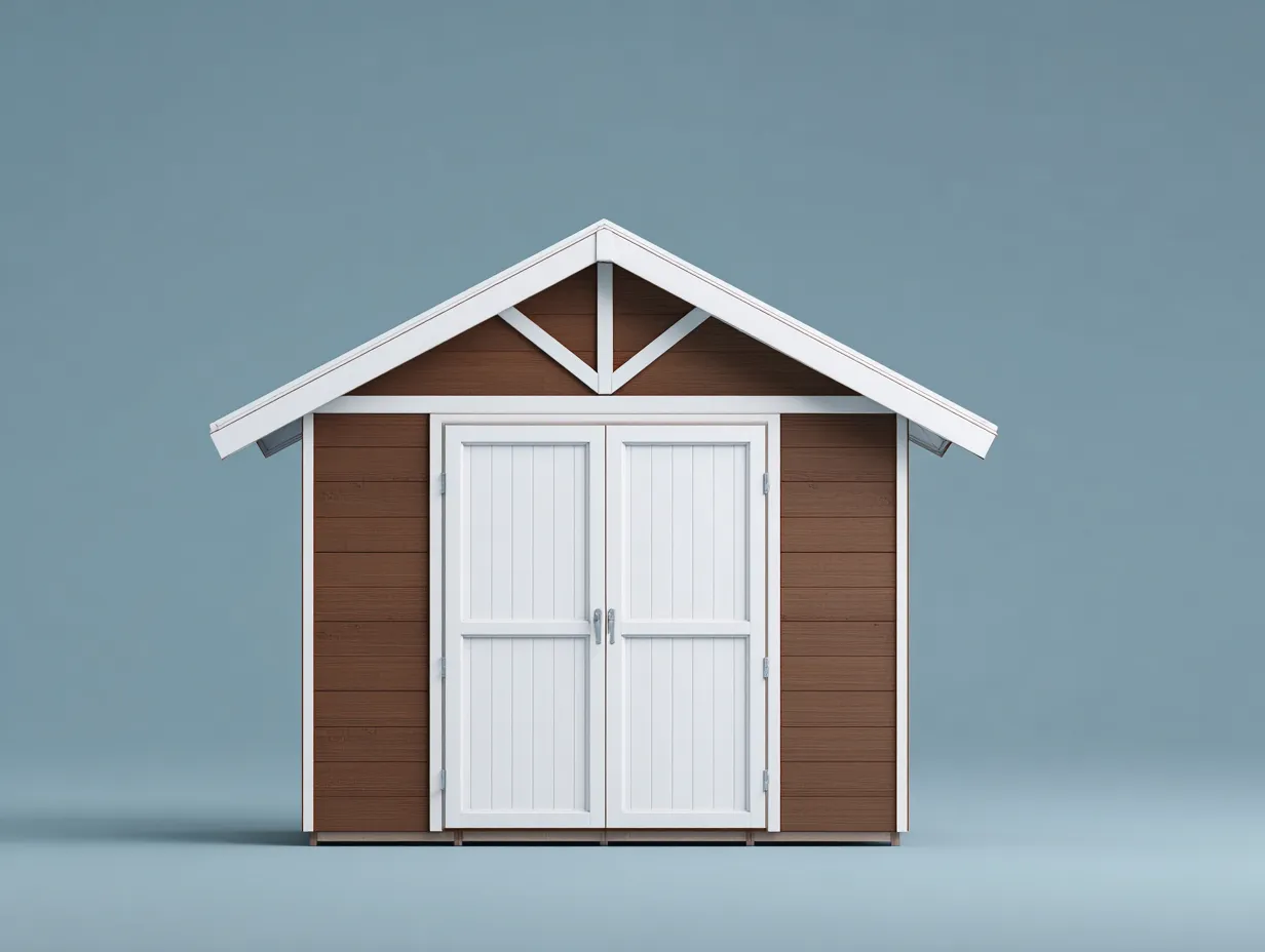Gartenhäuschen aus Holz 260×210×245 cm - braun/weiß - klassisches Gerätehaus mit Doppeltür-Lizosinest