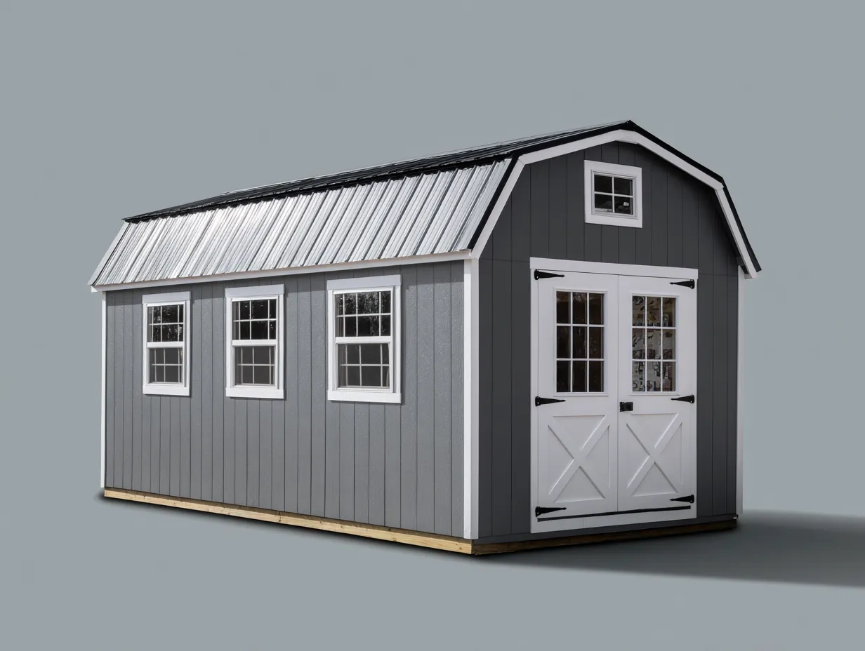 Gartenhäuschen aus Holz 420×280×315 cm - grau/weiß - geräumiges Gerätehaus mit Fenstern-Lizosinest