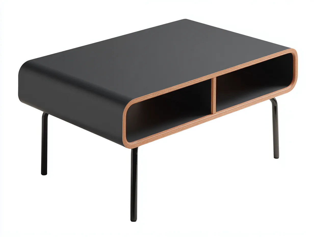 Beistelltisch Holzwerkstoff 85×60×48 cm – Schwarz/Holzfarben – moderner Wohnzimmertisch mit offenem Stauraum-Lizosinest