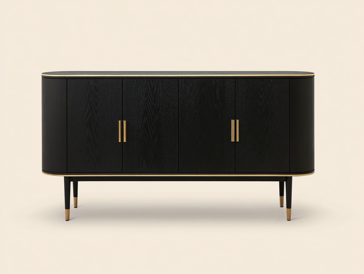 Sideboard-Holz-Metall-180×45×85 cm-Schwarz/Gold-elegantes Design fürs Wohnzimmer-Simosidecor
