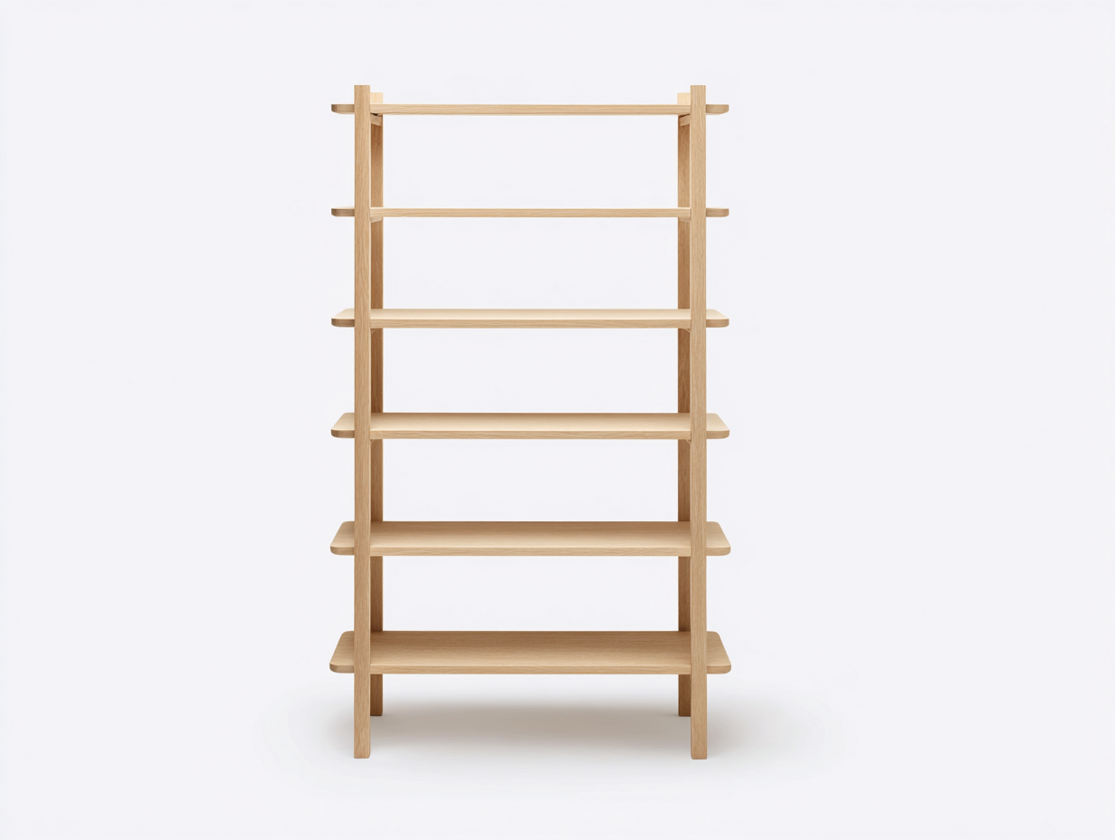 Bücherregal-Holz-100×36×185 cm-Naturholz-Arbeitszimmer-offene Konstruktion mit 6 Regalböden-Simosidecor