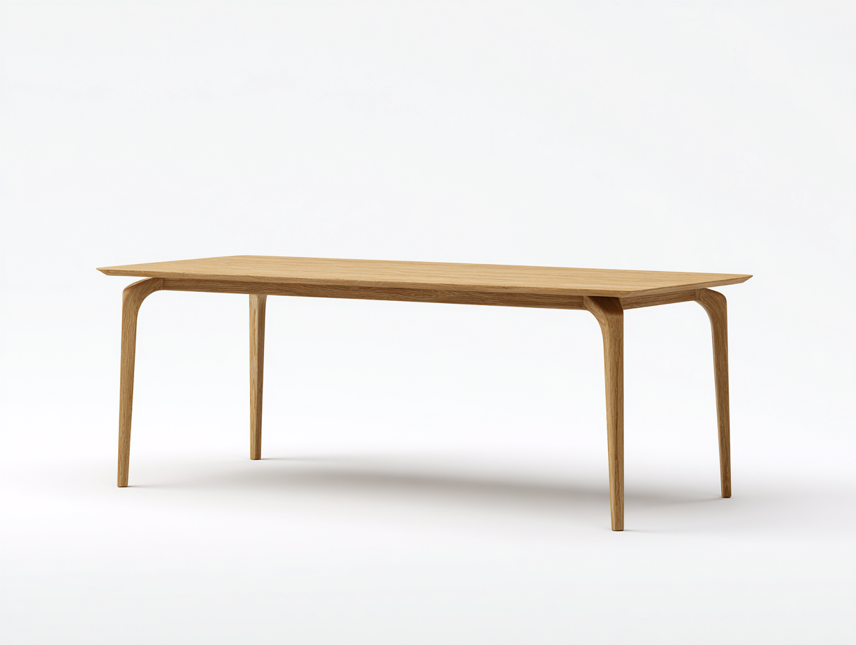 Esstisch-Holz-190×90×76 cm-Helle Eiche-rechteckige Platte mit abgerundetem Vierbeingestell fürs Esszimmer-Simosidecor
