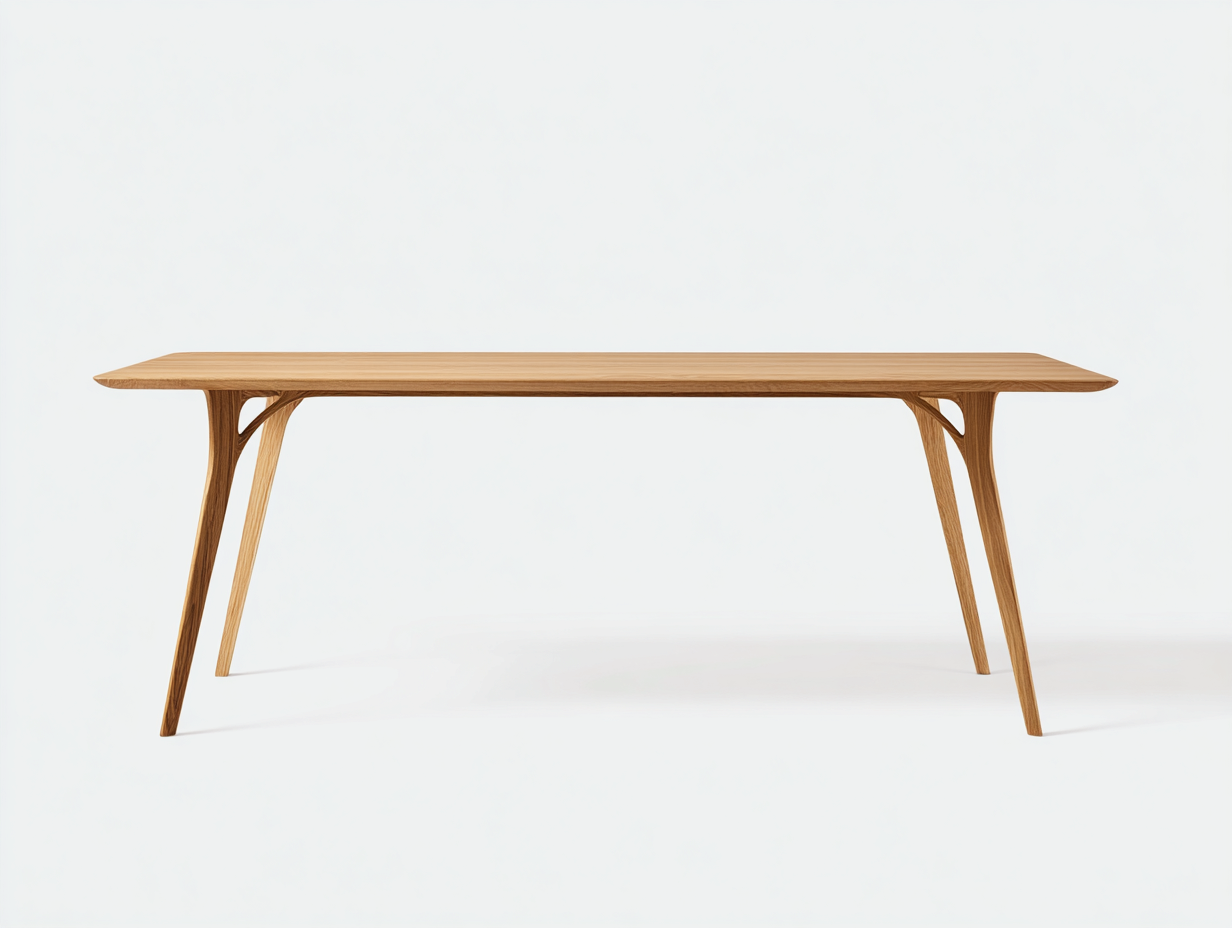 Esstisch-Holz-200×95×76 cm-Naturfarben-rechteckige Platte mit ausgestellten Beinen fürs Esszimmer-Simosidecor