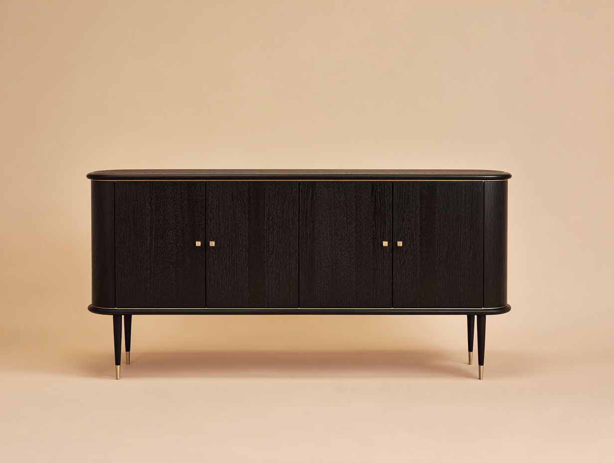 Sideboard-Holz-Metall-176×44×82 cm-Schwarz/Gold-minimalistisches Design fürs Wohnzimmer-Simosidecor
