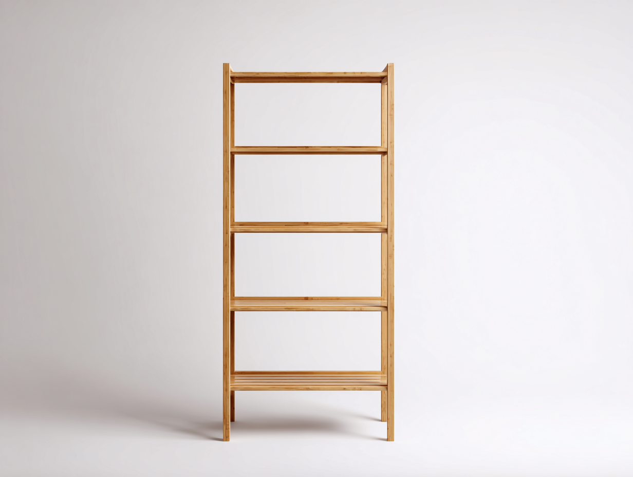 Bücherregal-Holz-58×30×165 cm-Naturholz-schlankes offenes Standregal fürs Arbeitszimmer-Simosidecor
