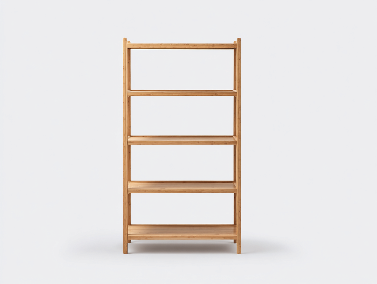 Bücherregal-Holz-80×32×175 cm-Hellbraun-Arbeitszimmer-freistehendes Regal mit 5 Ablageböden-Simosidecor