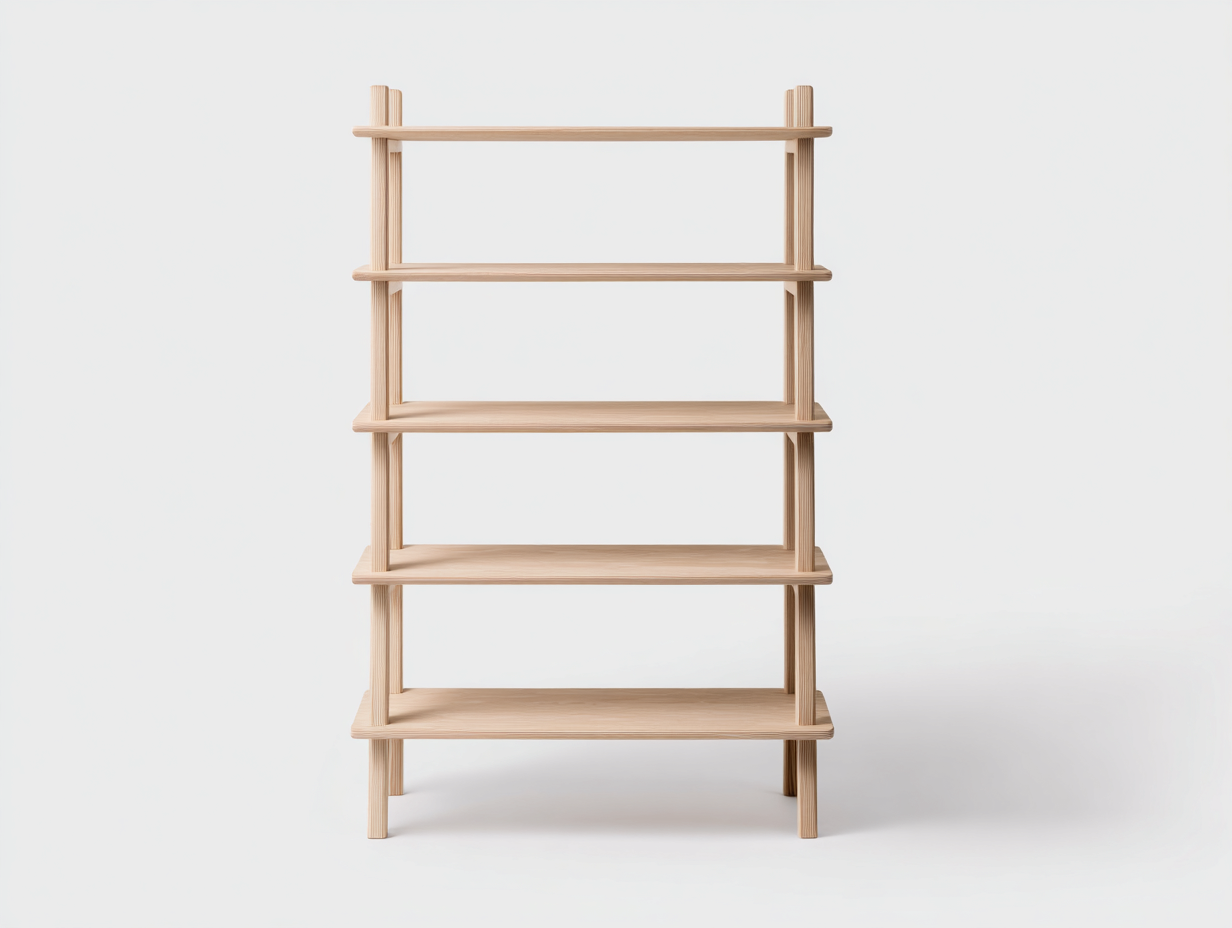 Bücherregal-Holz-92×36×160 cm-Naturhell-freistehendes 4-Böden-Regal fürs Arbeitszimmer-Simosidecor