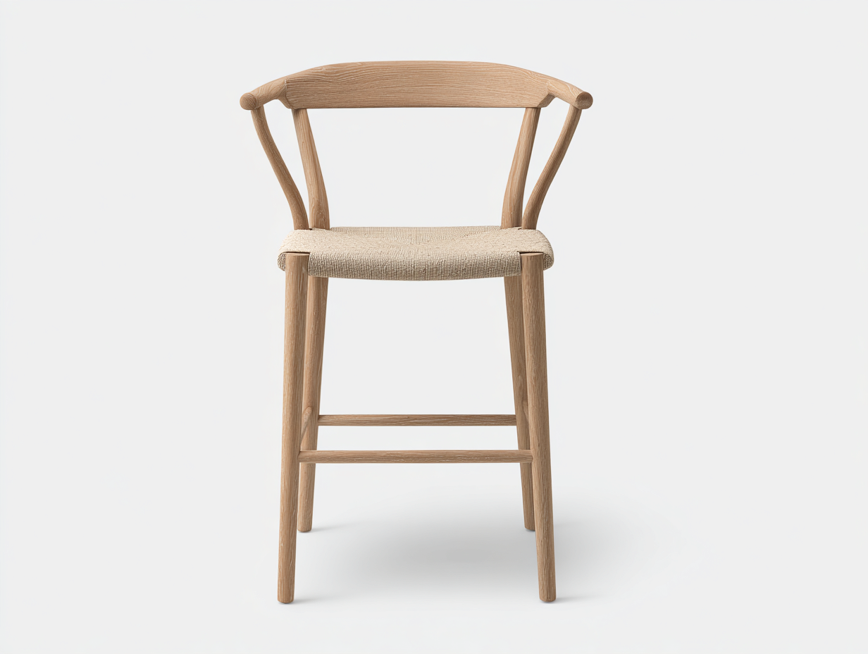Barhocker-Holz/Geflecht-55×52×92 cm-Beige/Naturholz-Hausbar-geflochtener Sitz mit Rückenlehne-Simosidecor