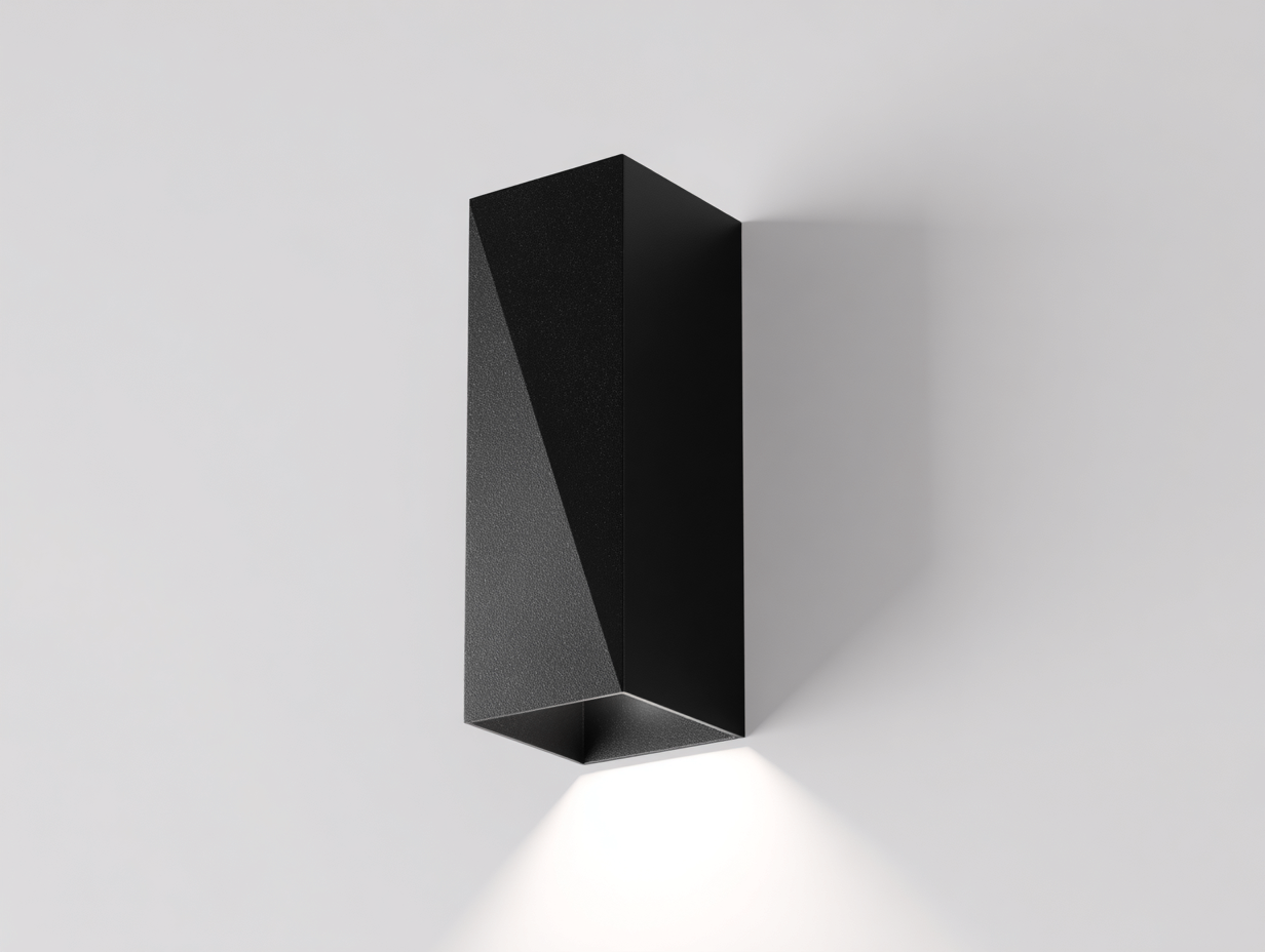 Schlichte Wandleuchte Metall 15×10×22 cm schwarz eckig für Eingangsbereich mit indirektem Licht-Hacorlyhome