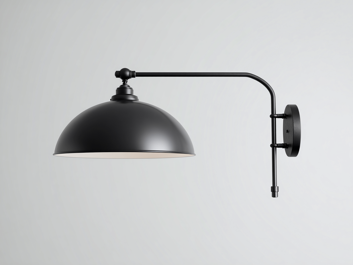 Schlichte Wandleuchte aus Metall 78×38×42 cm – Schwarz/Weiß – breiter Kuppelschirm für den Eingangsbereich-Hacorlyhome