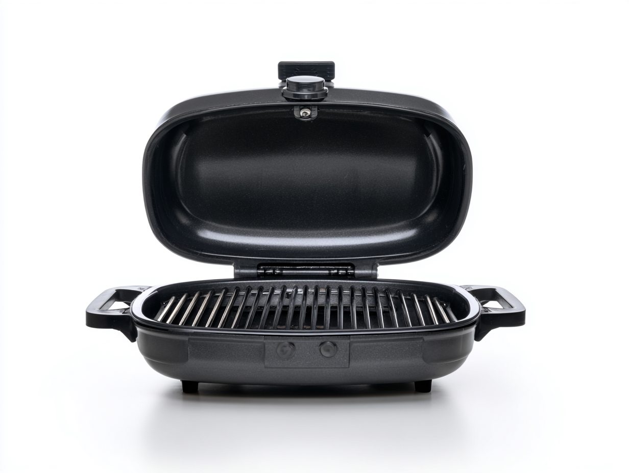 Elektrogrill-Metall-48×48×39 cm-Schwarz-Runde Standform mit Deckel-Hacorlyhome