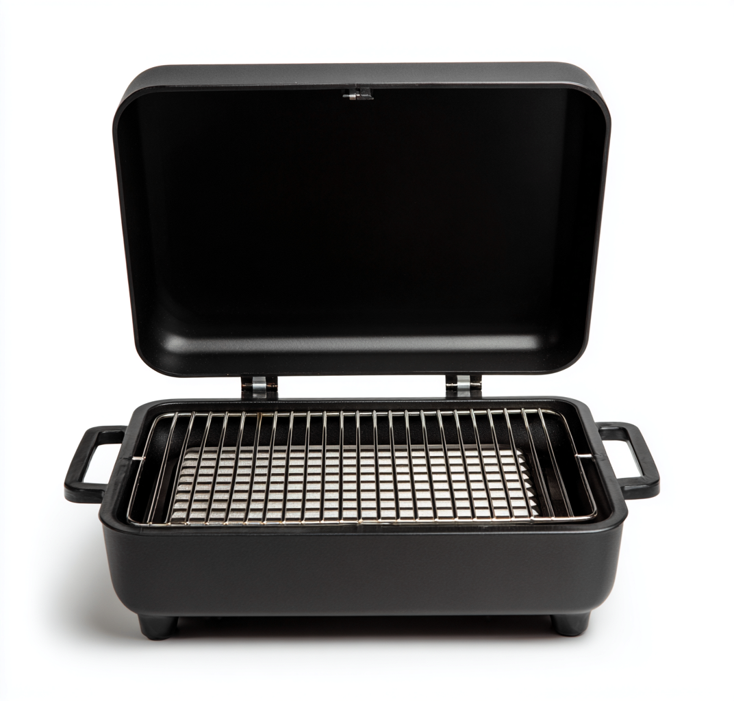 Elektrogrill-Metall-48×35×22 cm-Schwarz-Kompaktes Terrassendesign-Hacorlyhome