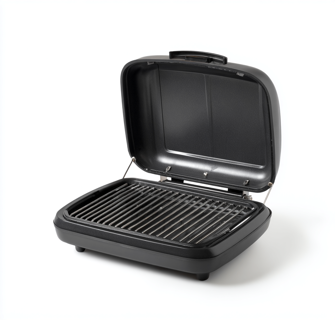 Elektrogrill mit Metallrost 46×36×28 cm – Schwarz/Silber – klappbarer Grill für die Terrasse-Hacorlyhome