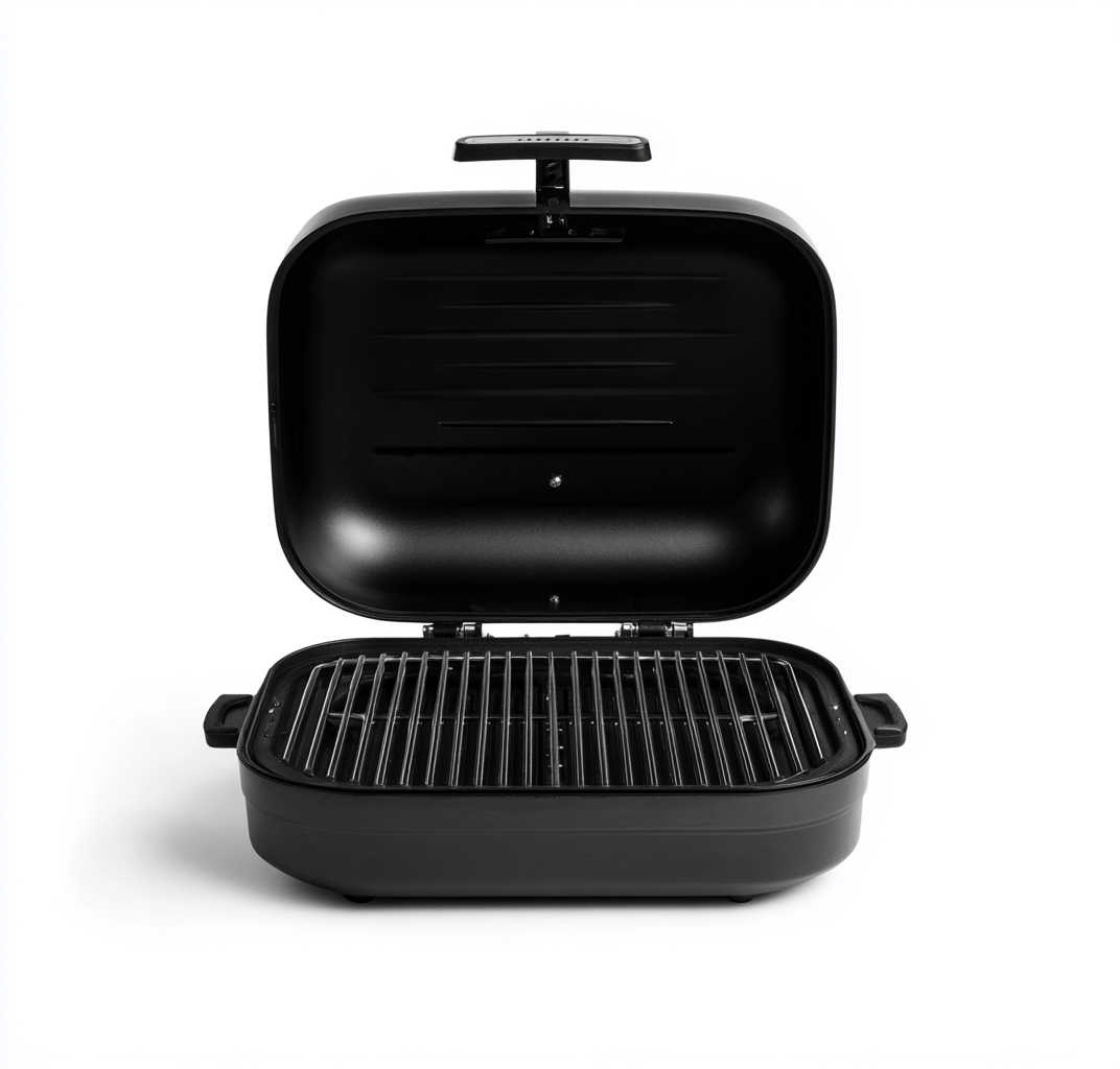 Elektrogrill-Metall-46×34×25 cm-Schwarz-Deckelgrill für Terrasse-Hacorlyhome