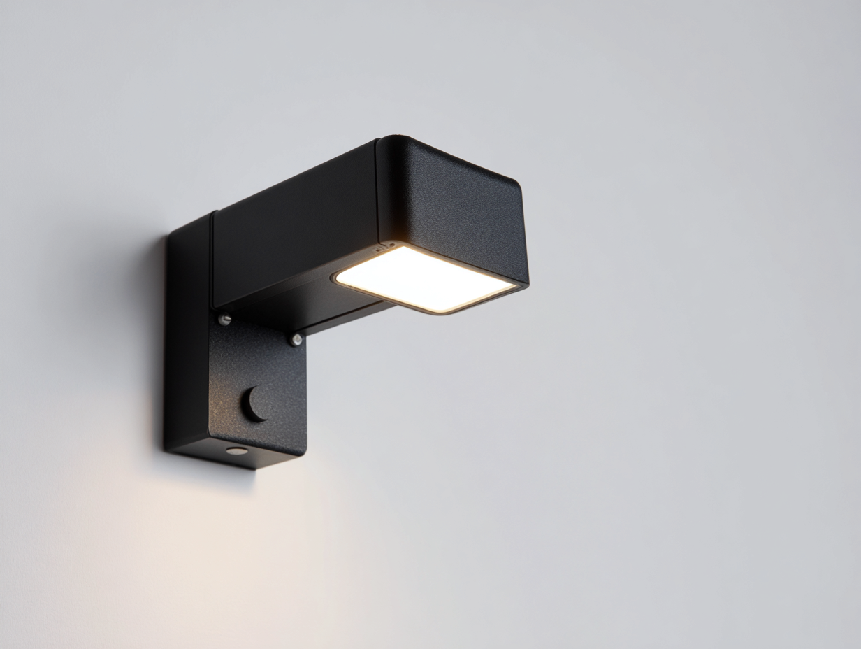 Schlichte Wandleuchte Metall 18×12×16 cm schwarz modern für Eingangsbereich mit Lichtaustritt-Hacorlyhome